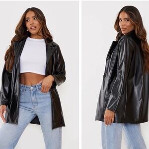 PrettyLittleThing Shiny Black Leather Jacket